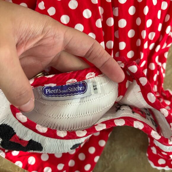 Minnie Mouse Smocked Dress Girls Size 5T Pleats And Stitches Disney Cute - Picture 6 of 8